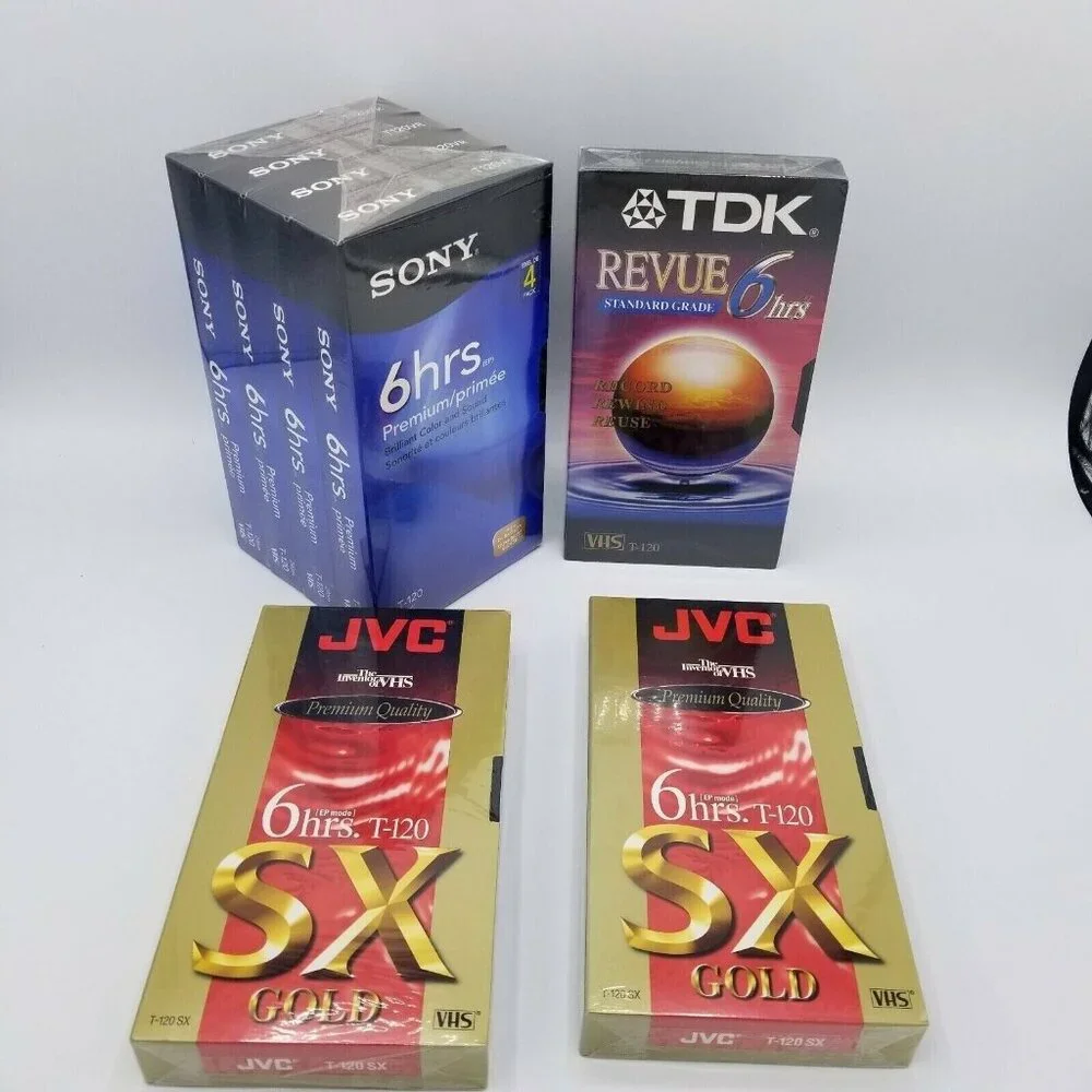 NEW Sealed Blank VHS Tapes Mixed‎ Lot of 7 Sony JVC TDK